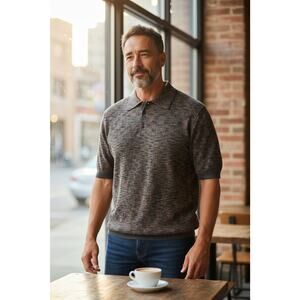 Men TALLIA Uomo Italy Size Large Short Sleeve Button Up Cotton‎ Blend Clean EUC